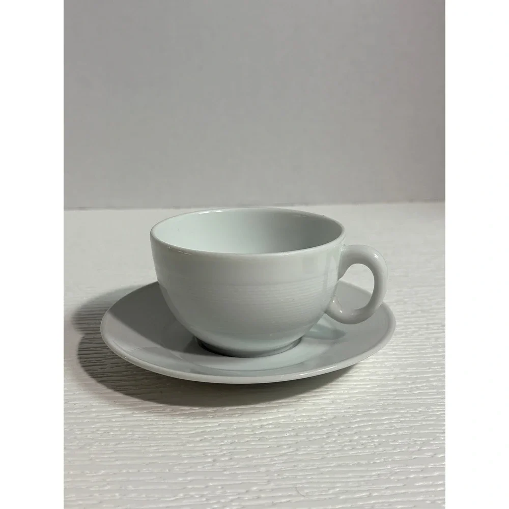 Bernardaud Limoges France White Porcelain Teacup and Saucer Set S0141